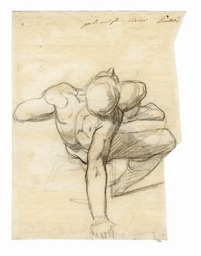  Anonimo del XVIII secolo : Studio di figura maschile con braccio a terra  - Auction Graphics & Books - Libreria Antiquaria Gonnelli - Casa d'Aste - Gonnelli Casa d'Aste