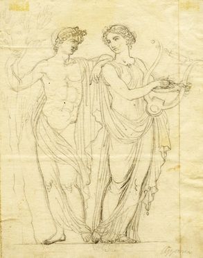  Andrea Appiani  (Milano, 1754 - 1817) [cerchia di] : Apollo e la musa Erato.  - Asta Grafica & Libri - Libreria Antiquaria Gonnelli - Casa d'Aste - Gonnelli Casa d'Aste