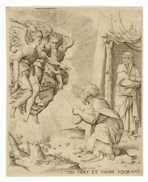 Tres vidit et unum adoravit (Abramo ai piedi dei tre angeli).  - Auction Graphics & Books - Libreria Antiquaria Gonnelli - Casa d'Aste - Gonnelli Casa d'Aste
