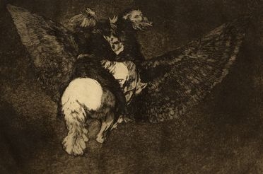  Francisco Goya y Lucientes  (Fuendetodos, 1746 - Bordeaux, 1828) : Reniego al amigo que cubre con las alas y muerde con el pico/Disparate volante.  - Auction Graphics & Books - Libreria Antiquaria Gonnelli - Casa d'Aste - Gonnelli Casa d'Aste