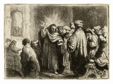  Rembrandt Harmenszoon van Rijn  (Leida, 1606 - Amsterdam, 1669) : Il tributo della moneta.  - Auction Graphics & Books - Libreria Antiquaria Gonnelli - Casa d'Aste - Gonnelli Casa d'Aste
