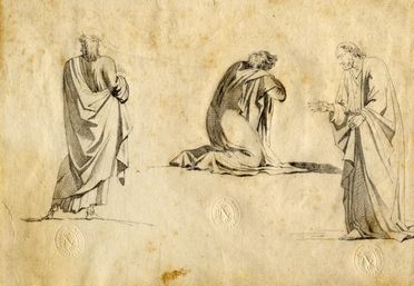  Giuseppe Bezzuoli  (Firenze, 1784 - 1855) : Tre studi per Cristo e apostoli.  - Auction Graphics & Books - Libreria Antiquaria Gonnelli - Casa d'Aste - Gonnelli Casa d'Aste