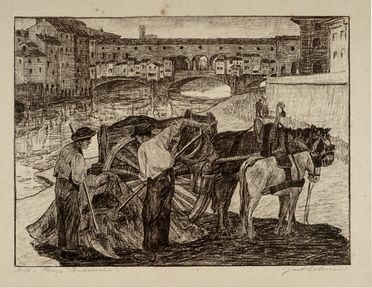  Guido Colucci  (Napoli, 1877 - Roma, 1949) : Firenze, Ponte Vecchio.  - Auction Graphics & Books - Libreria Antiquaria Gonnelli - Casa d'Aste - Gonnelli Casa d'Aste