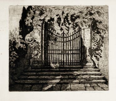  Guido Colucci  (Napoli, 1877 - Roma, 1949) : Il cancello.  - Auction Graphics & Books - Libreria Antiquaria Gonnelli - Casa d'Aste - Gonnelli Casa d'Aste
