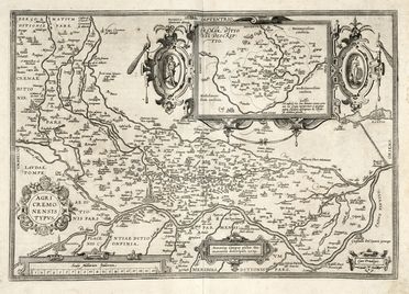  Abraham Ortelius  (Anversa, 1527 - 1598) : Agri Cremonensis Typus. Cremae Dictionis Descriptio.  1579.  - Asta Grafica & Libri - Libreria Antiquaria Gonnelli - Casa d'Aste - Gonnelli Casa d'Aste