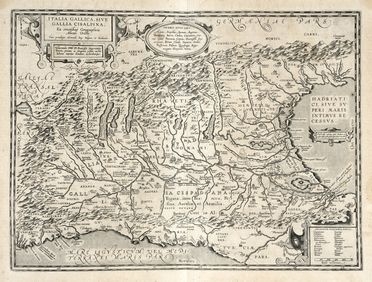  Abraham Ortelius  (Anversa, 1527 - 1598) : Lotto di due carte geografiche dell'Italia.  - Asta Grafica & Libri - Libreria Antiquaria Gonnelli - Casa d'Aste - Gonnelli Casa d'Aste