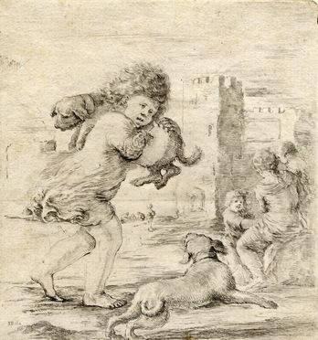  Stefano Della Bella  (Firenze, 1610 - 1664) : Bambino con cucciolo sulla spalla.  - Auction Graphics & Books - Libreria Antiquaria Gonnelli - Casa d'Aste - Gonnelli Casa d'Aste