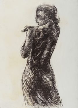  Giuliano Vangi  (Barberino di Mugello, 1931) : Figura femminile di spalle.  - Auction Graphics & Books - Libreria Antiquaria Gonnelli - Casa d'Aste - Gonnelli Casa d'Aste