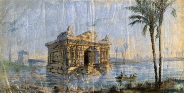  Ippolito Caffi  (Belluno, 1809 - 1866, ) [attribuito a] : Paesaggio orientale.  - Auction Graphics & Books - Libreria Antiquaria Gonnelli - Casa d'Aste - Gonnelli Casa d'Aste