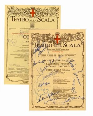 Raccolta di 20 locandine del Teatro alla Scala con firme autografe di vari artisti. Teatro, Musica, Teatro, Spettacolo  - Auction Graphics & Books - Libreria Antiquaria Gonnelli - Casa d'Aste - Gonnelli Casa d'Aste