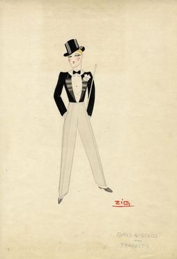  Zig [pseud. di Gaudin Louis]  (1882 - 1936) : Girls gigolos travestis.  - Auction Graphics & Books - Libreria Antiquaria Gonnelli - Casa d'Aste - Gonnelli Casa d'Aste