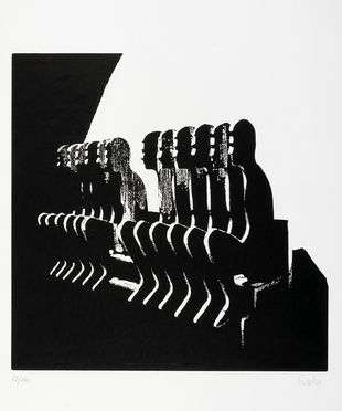  Mario Ceroli  (Castel Frentano, 1938) : Figure sedute.  - Auction Graphics & Books - Libreria Antiquaria Gonnelli - Casa d'Aste - Gonnelli Casa d'Aste