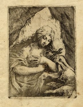  Lorenzo Loli  (Bologna, 1612 - 1691) : Maddalena nel deserto in adorazione del crocefisso.  - Auction Graphics & Books - Libreria Antiquaria Gonnelli - Casa d'Aste - Gonnelli Casa d'Aste