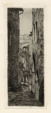  Telemaco Signorini  (Firenze, 1835 - 1901) : Vicolo in Siena.  - Auction Graphics & Books - Libreria Antiquaria Gonnelli - Casa d'Aste - Gonnelli Casa d'Aste