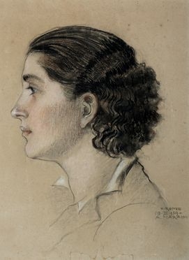  Antonio Maraini  (Roma, 1886 - Firenze, 1963) : Profilo femminile.  - Auction Graphics & Books - Libreria Antiquaria Gonnelli - Casa d'Aste - Gonnelli Casa d'Aste