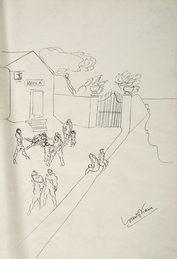  Lorenzo Viani  (Viareggio, 1882 - Ostia, 1936) [attribuito a] : Scuola.  - Auction Graphics & Books - Libreria Antiquaria Gonnelli - Casa d'Aste - Gonnelli Casa d'Aste