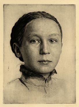  Georg Jahn  (Meissen, 1869 - Dresda, 1940) : Ritratto di ragazza.  - Auction Graphics & Books - Libreria Antiquaria Gonnelli - Casa d'Aste - Gonnelli Casa d'Aste