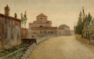  Odoardo Borrani  (Pisa, 1833 - Firenze, 1905) : Il viale.  - Auction Graphics & Books - Libreria Antiquaria Gonnelli - Casa d'Aste - Gonnelli Casa d'Aste