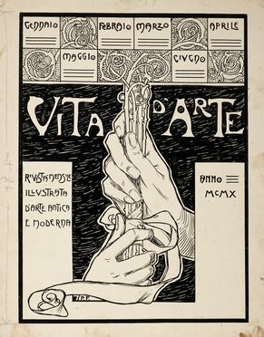  Ferruccio Pasqui  (Rapolano, 1886 - Firenze, 1958) : Bozzetto originale per Vita d'Arte.  - Auction Graphics & Books - Libreria Antiquaria Gonnelli - Casa d'Aste - Gonnelli Casa d'Aste