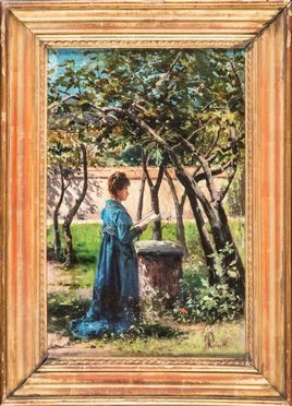  Giuseppe Puricelli Guerra  (Gallarate, 1835 - Casirate D'Adda, 1894) : Dama che legge.  - Auction Graphics & Books - Libreria Antiquaria Gonnelli - Casa d'Aste - Gonnelli Casa d'Aste