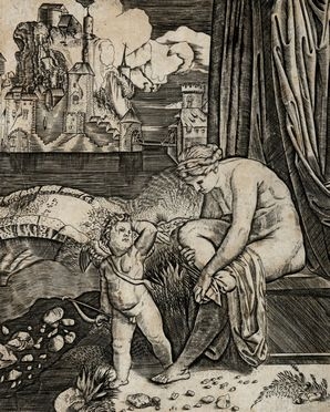  Marcantonio Raimondi  (Molinella, 1480 - Bologna, 1534) [da] : Venere al bagno.  - Auction Graphics & Books - Libreria Antiquaria Gonnelli - Casa d'Aste - Gonnelli Casa d'Aste