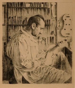  Benvenuto Disertori  (Trento, 1887 - Milano, 1969) : Il liutaio Giacomo Bisiach  - Auction Graphics & Books - Libreria Antiquaria Gonnelli - Casa d'Aste - Gonnelli Casa d'Aste