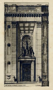 Italo Mancini  (Petrella Liri, 1897 - Roma, 1971) : Progetto architettonico per esterno.  - Auction Graphics & Books - Libreria Antiquaria Gonnelli - Casa d'Aste - Gonnelli Casa d'Aste