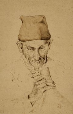  Giacomo Favretto  (Venezia, 1849 - 1887) [attribuito a] : Testa di anziano.  - Auction Graphics & Books - Libreria Antiquaria Gonnelli - Casa d'Aste - Gonnelli Casa d'Aste