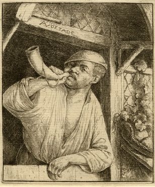 Adriaen (van) Ostade  (Haarlem,, 1610 - ivi, 1685) : Fornaio che suona il corno.  - Auction Graphics & Books - Libreria Antiquaria Gonnelli - Casa d'Aste - Gonnelli Casa d'Aste