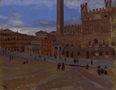  Pietro D'Achiardi  (Pisa, 1879 - Roma, 1940) [attribuito a] : Siena. Piazza del Campo.  - Auction Graphics & Books - Libreria Antiquaria Gonnelli - Casa d'Aste - Gonnelli Casa d'Aste