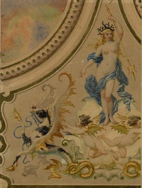  Domenico Bruschi  (Perugia, 1840 - Roma, 1910) : Studio per decorazione.  - Auction Graphics & Books - Libreria Antiquaria Gonnelli - Casa d'Aste - Gonnelli Casa d'Aste