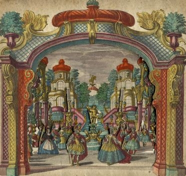  Martin Engelbrecht  (Augusta, 1684 - 1756) : Diorama o teatro in miniatura, Festa barocca.  - Asta Grafica & Libri - Libreria Antiquaria Gonnelli - Casa d'Aste - Gonnelli Casa d'Aste