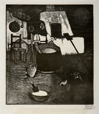  Giuseppe Biasi  (Sassari, 1885 - Adorno Micca, 1945) : La cucina.  - Auction Graphics & Books - Libreria Antiquaria Gonnelli - Casa d'Aste - Gonnelli Casa d'Aste
