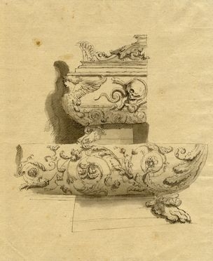  Anonimo del XIX secolo : Studio di sarcofago.  - Auction Graphics & Books - Libreria Antiquaria Gonnelli - Casa d'Aste - Gonnelli Casa d'Aste