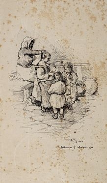  Raffaele Ragione  (Napoli, 1851 - 1925) : Madre con bambini.  - Auction Graphics & Books - Libreria Antiquaria Gonnelli - Casa d'Aste - Gonnelli Casa d'Aste
