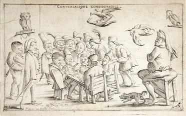  Giuseppe Maria Mitelli  (Bologna, 1634 - 1718) : Conversazione considerabile.  - Auction Graphics & Books - Libreria Antiquaria Gonnelli - Casa d'Aste - Gonnelli Casa d'Aste
