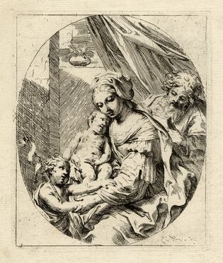  Elisabetta Sirani  (Bologna, 1638 - 1665) : Sacra Famiglia con San Giovannino.  - Auction Graphics & Books - Libreria Antiquaria Gonnelli - Casa d'Aste - Gonnelli Casa d'Aste