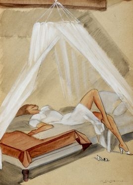  Marcello Dudovich  (Trieste, 1878 - Milano, 1962) : Fanciulla dormiente.  - Auction Graphics & Books - Libreria Antiquaria Gonnelli - Casa d'Aste - Gonnelli Casa d'Aste