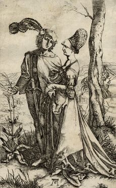  Albrecht Dürer  (Norimberga, 1471 - 1528) [da] : Giovane coppia minacciata dalla Morte (La passeggiata).  - Auction Graphics & Books - Libreria Antiquaria Gonnelli - Casa d'Aste - Gonnelli Casa d'Aste