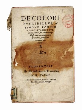  Porzio Simone : De coloribus libellus.  - Asta Libri, autografi e manoscritti - Libreria Antiquaria Gonnelli - Casa d'Aste - Gonnelli Casa d'Aste