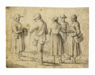  Jan II Brueghel (detto il Giovane)  (Anversa,, 1601 - 1678) [alla maniera di] : Studio per contadini.  - Asta Stampe, disegni e dipinti antichi, moderni e contemporanei - Libreria Antiquaria Gonnelli - Casa d'Aste - Gonnelli Casa d'Aste