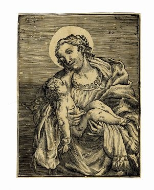  Anonimo veneto del XVI secolo : Vergine col Bambino.  - Asta Stampe, disegni e  [..]