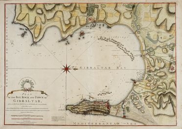  William Faden  (Londra,, 1749 - 1836) : Plan of the bay, rock and town of Gibraltar, from an actual survey by an officer who was at Gibraltar from 1769-1775.  - Asta Stampe, disegni e dipinti antichi, moderni e contemporanei - Libreria Antiquaria Gonnelli - Casa d'Aste - Gonnelli Casa d'Aste
