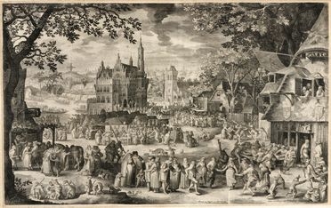  Nicolaes De Bruyn  (Anversa,  - Rotterdam, 1656) : Fiera paesana.  - Asta Stampe,  [..]