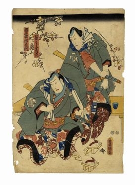  Utagawa Kunisada I (Toyokuni III)  (Edo, 1786 - 1865) : Gokuin Sen'emon e Nunobukuro Ichizaemon.  - Asta Stampe, disegni e dipinti antichi, moderni e contemporanei - Libreria Antiquaria Gonnelli - Casa d'Aste - Gonnelli Casa d'Aste