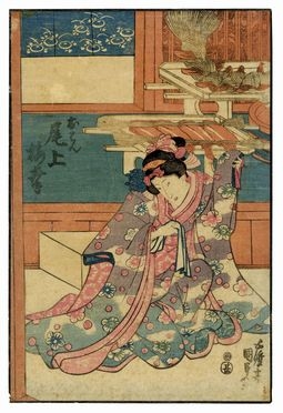  Utagawa Kunisada I (Toyokuni III)  (Edo, 1786 - 1865) : L'attore Onoe Baik? III nel ruolo di Ohan.  - Asta Stampe, disegni e dipinti antichi, moderni e contemporanei - Libreria Antiquaria Gonnelli - Casa d'Aste - Gonnelli Casa d'Aste
