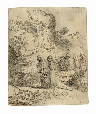  Rembrandt Harmenszoon van Rijn  (Leida, 1606 - Amsterdam, 1669) : Cristo portato al sepolcro.  - Asta Stampe, disegni e dipinti antichi, moderni e contemporanei - Libreria Antiquaria Gonnelli - Casa d'Aste - Gonnelli Casa d'Aste