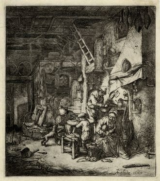  Adriaen (van) Ostade  (Haarlem, 1610 - ivi, 1685) : La famiglia.  - Asta Stampe, disegni e dipinti antichi, moderni e contemporanei - Libreria Antiquaria Gonnelli - Casa d'Aste - Gonnelli Casa d'Aste