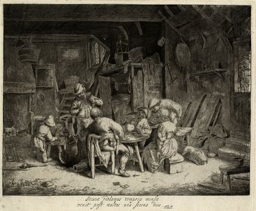  Adriaen (van) Ostade  (Haarlem, 1610 - ivi, 1685) : La colazione.  - Asta Stampe, disegni e dipinti antichi, moderni e contemporanei - Libreria Antiquaria Gonnelli - Casa d'Aste - Gonnelli Casa d'Aste