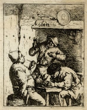  Adriaen (van) Ostade  (Haarlem, 1610 - ivi, 1685) : Il fumatore e il bevitore.  - Asta Stampe, disegni e dipinti antichi, moderni e contemporanei - Libreria Antiquaria Gonnelli - Casa d'Aste - Gonnelli Casa d'Aste